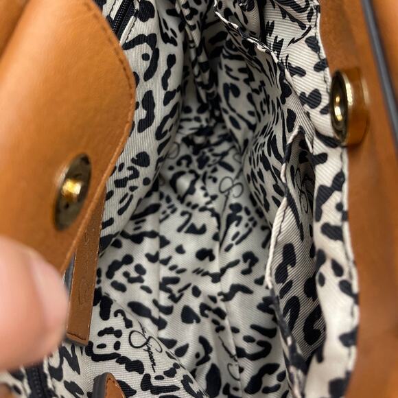 Jessica Simpson Tan Straw Brown Leather Summer Top Handle Crossbody Bag Purse - Picture 14 of 16